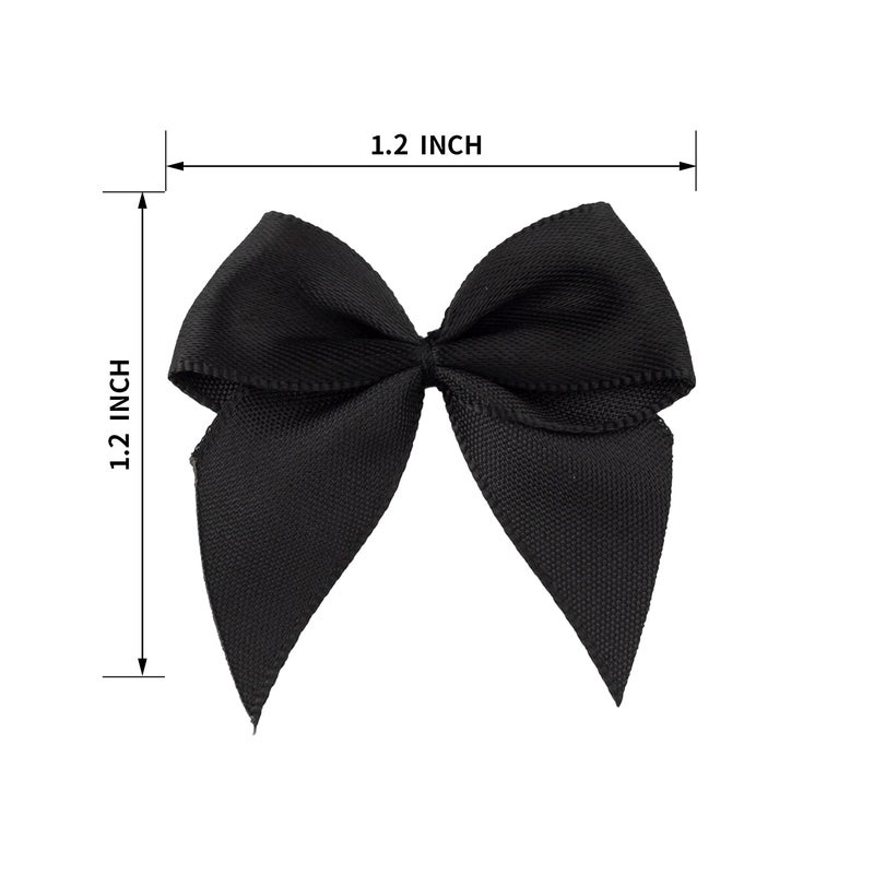 7Rainbows 50pcs Boutique Mini Black Satin Ribbon Bows Flowers Appliques DIY Craft for Sewing Scrapbooking Wedding and Gift - Image 3
